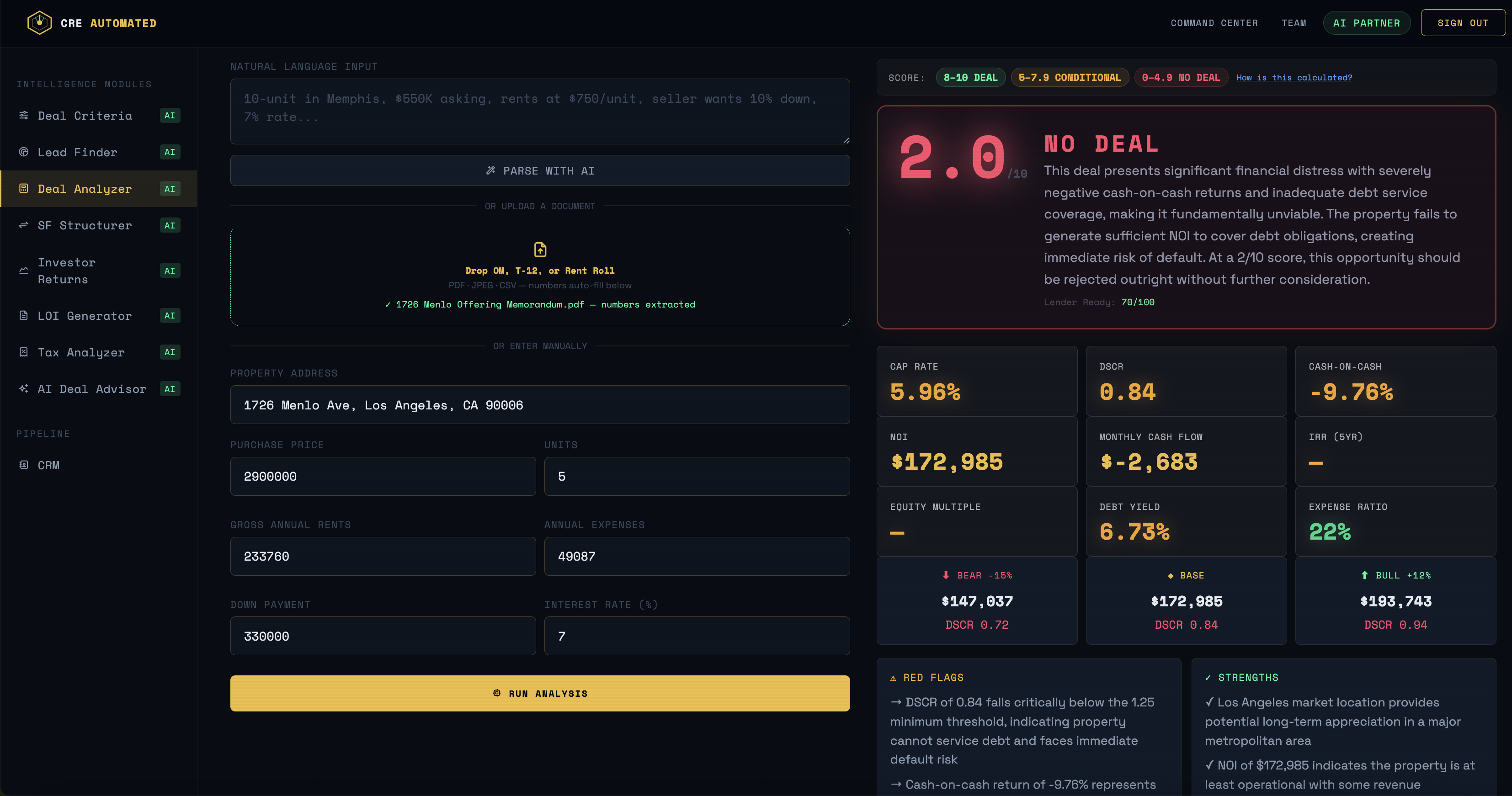 Deal Analyzer — CPA verdict